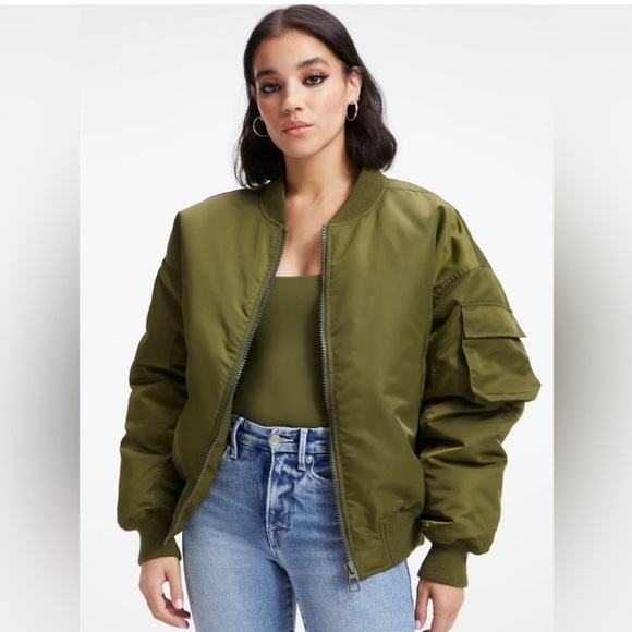 Good American Jackets & Blazers - NWT Good American Satin Oversized Bomber Jacket